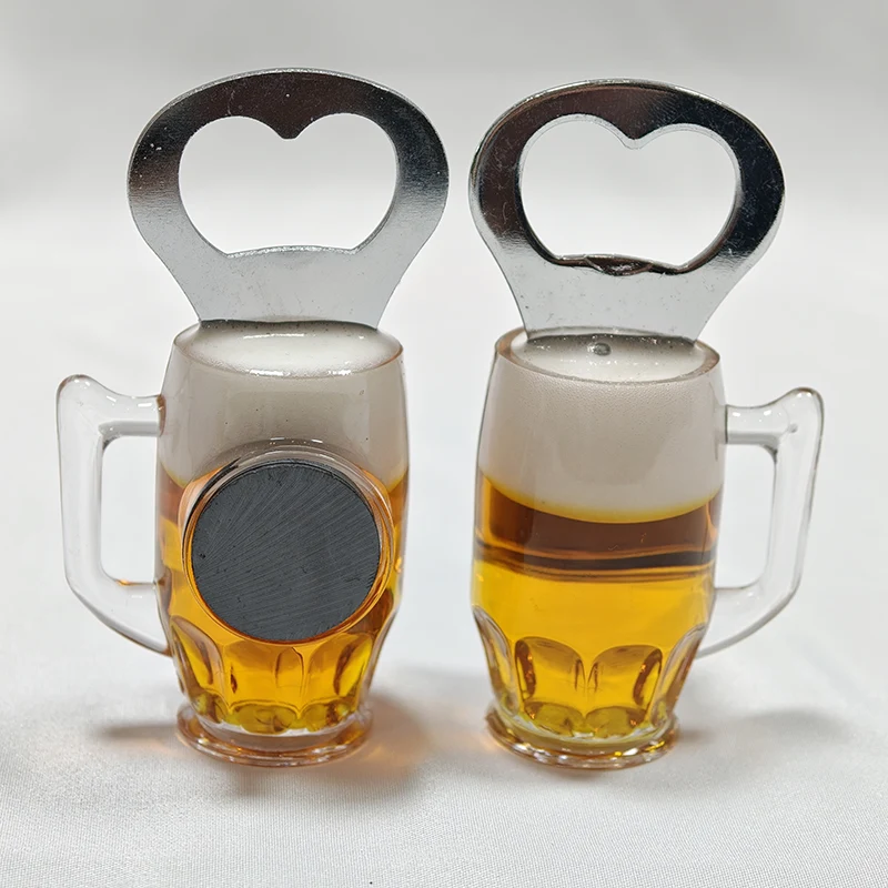 Abridor de caneca de cerveja simulado ímã de geladeira criativo